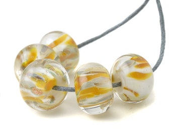 Golden Yellow Lampwork Glass Beads Handmade SRA