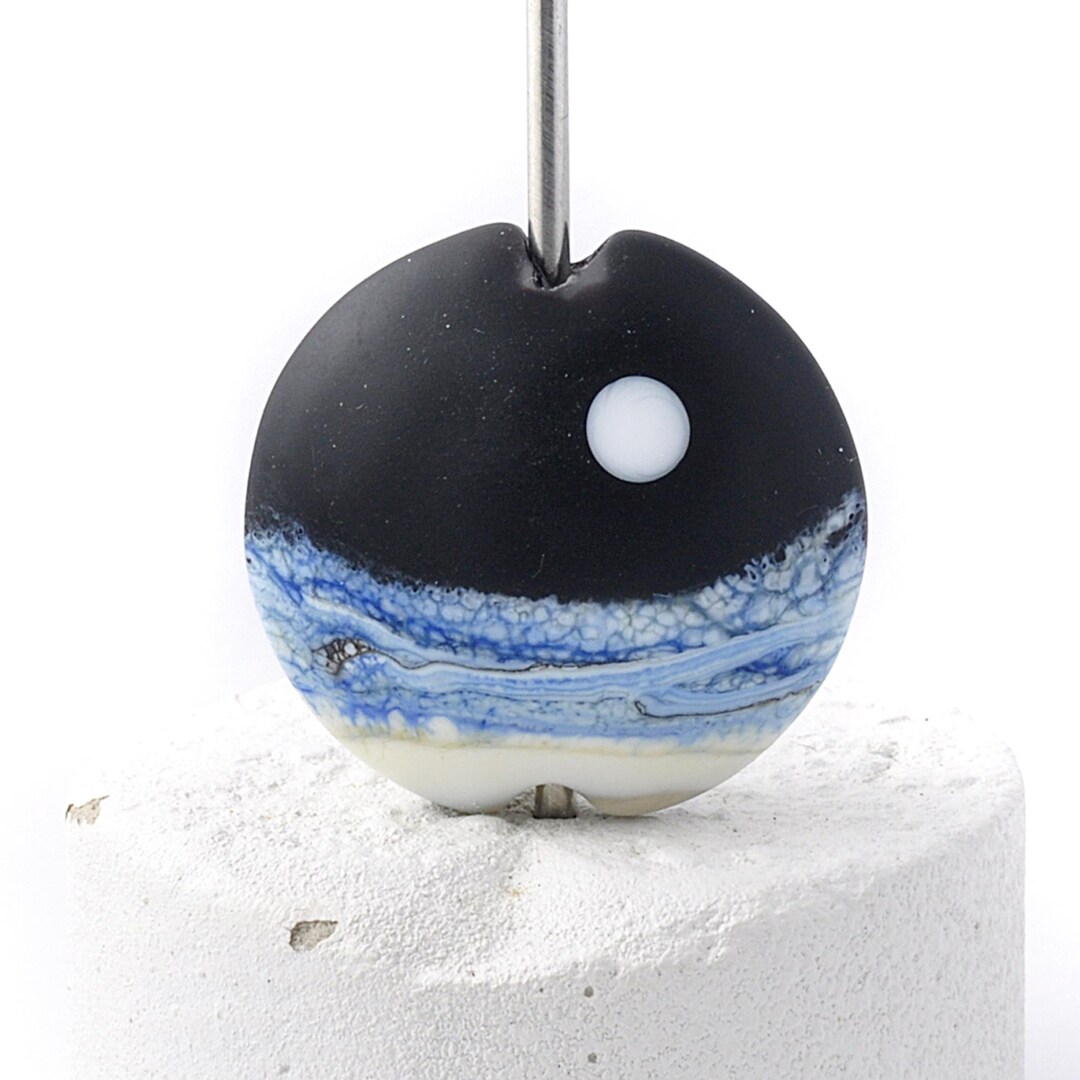 Full Moon and Sea Lampwork Glass Focal Bead - Etsy