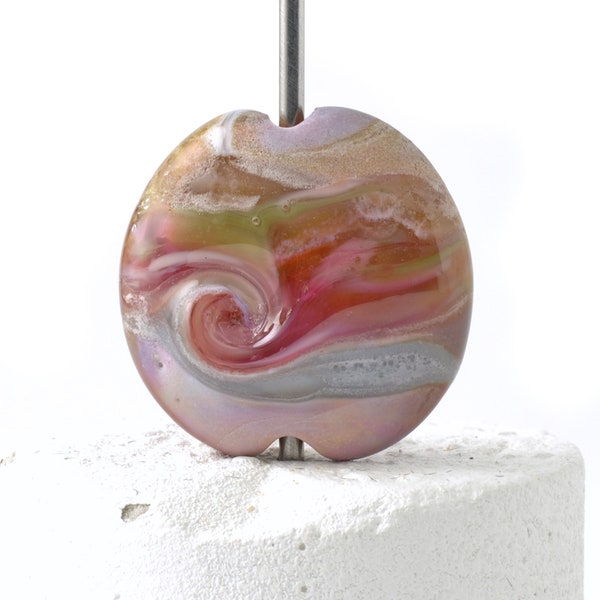 Pink Pebble Lampwork Glass Focal Bead