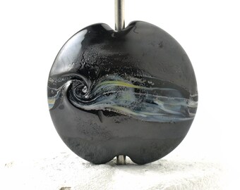 Twisted Black Lampwork Glass Focal Bead for Necklaces UK SRA