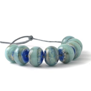 Aqua Blue Lampwork Glass Beads Handmade for Jewellery Making