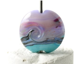 Lampwork Glass Focal Bead in Lilac Sky for Jewellery Making UK SRA