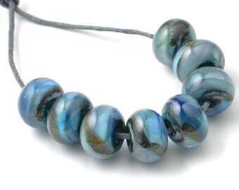 Blue Lampwork Glass Beads