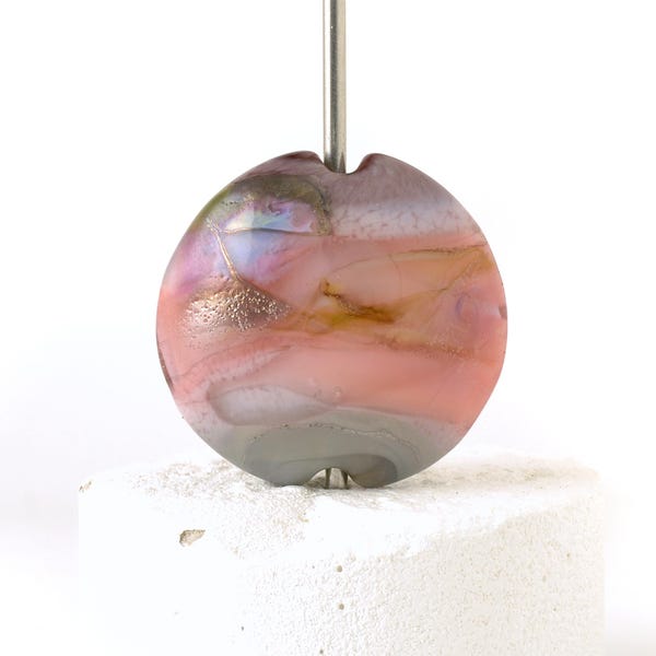 Lampwork Glass Handmade Focal Bead in Burnished Pink