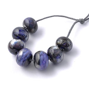 Dark Violet Lampwork Glass Bead Set Handmade in UK