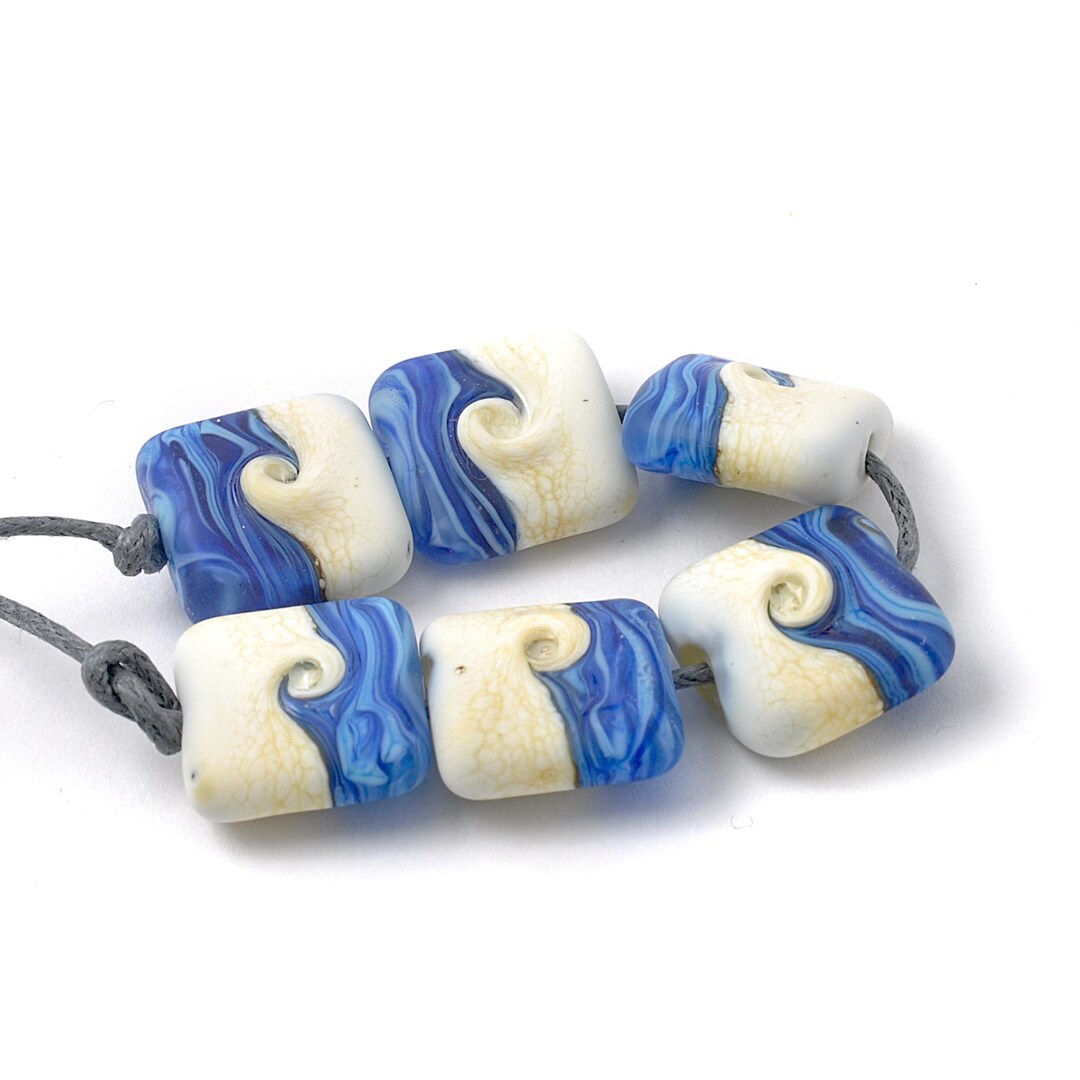 Ocean Wave Handmade Square Lampwork Glass Beads - Etsy