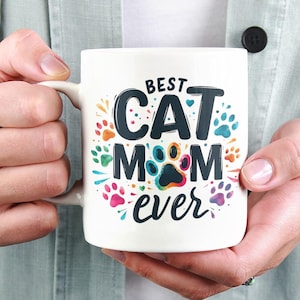 Gift for Cat Lover Woman Cat Mom Coffee Cup Cute Cat Gift for Her Funny Pet Mug Mother&#39;s Day Mug from Cat Best Cat Mom Ever Coffee Mug