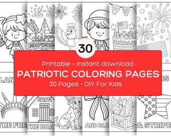 4th of July Coloring Pages: Patriotic USA Designs (Digital Download)
