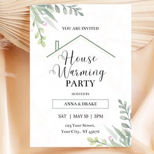 Editable Housewarming Invitation Digital House warming Party Boho Minimalist Printable Digital Invite Template New House Invitation