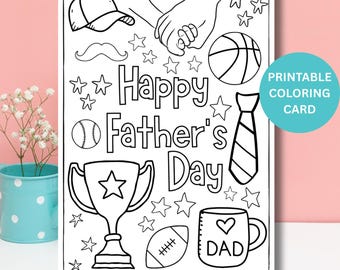Tarjeta para colorear imprimible para el Día del Padre: Regalo DIY para niños (Descarga instantánea)