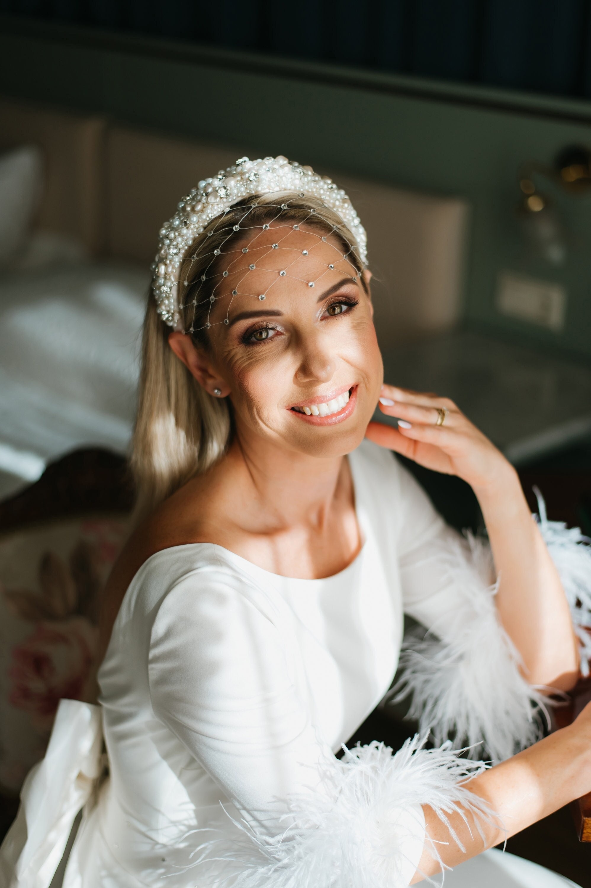 NEW Bridal Headband Swarovski Crystal & Soft Pearls Pearl Headband • Pearl & Crystal Wedding Headband • Bridal  main image 4
