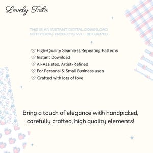 Pode incluir: Gr&aacute;fico de download digital creme com o texto "Lovely Toile" e um la&ccedil;o rosa. A imagem destaca padr&otilde;es repetitivos sem costura, downloads instant&acirc;neos e designs refinados por artistas.
