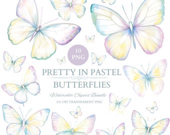 Pastel Butterfly Clipart for Nurserydecor Babygirl Clipart Decorative Wall Art Butterfly Invite Girl Birthday Baby Shower