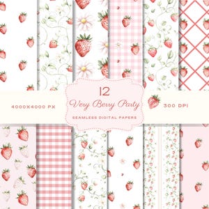 Motifs numériques sans couture aquarelle fraise motif petits fruits décorations de shower de bébé Scrapbook imprimable paquet de papier journal indésirable