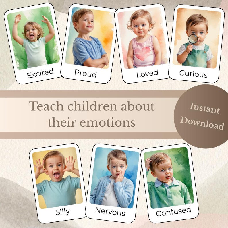 Emotion Flashcards for Kids – Feelings Learning, Homeschool (digital ...