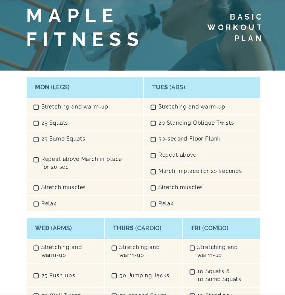Gym Basic Workout Planner Printable - Etsy