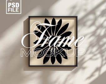 Square Frame Mockup Photoshop Template for Art and Printables, 1:1 Frame Mockup, PSD Black Frame Mockup, Square Frame Mockup Template