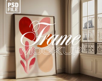 Vertical PSD Frame Mockup Din A in Home Interior Wood Frame psd for Digital Wall Art Digital Print and Poster Mockup Scandinavian Mockup
