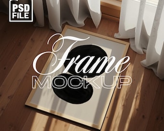 Vertical Frame Mockup DIN A Ratio, Frame Wall Art Mockup PSD, Interior Wooden Frame Mockup, Frame Mockup Psd Template For Art And Print