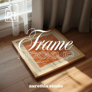 Square Frame Mockup, 1:1 Frame Mockup Photoshop Template for Art and Printables, PSD Wooden Frame Mockup, Square Frame Mockup Template