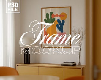 DIN A vertikal rammodell, rammodell för mitten av århundradet modern inredning, tryck och affischer, retro trärammodell PSD-affischmodell