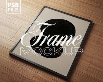 Black Frame Mockup Psd Template For Poster and Art Print, Interior Frame Mockup, PSD Poster Mockup DIN A, Digital Vertical Frame Mockup