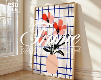 Vertical PSD Frame Mockup, Gold Frame Mockup, Minimalistic Interior Mockup Frame Mockup, Frame Mockup Leaning Wall, PSD Photoshop Mockup