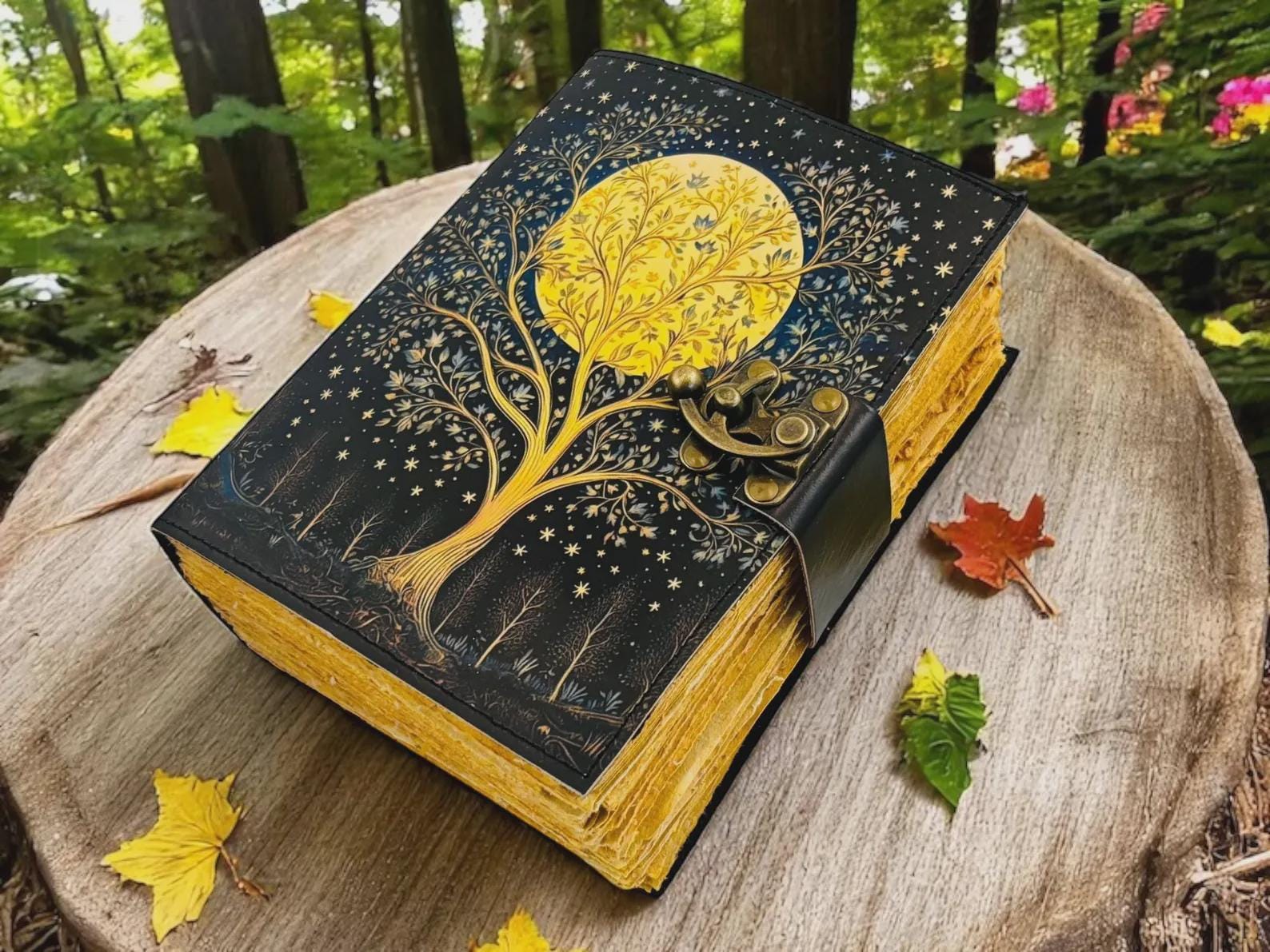 Tree of Life Moon Phases Leather Grimoire Celestial Witchcraft Journal ...