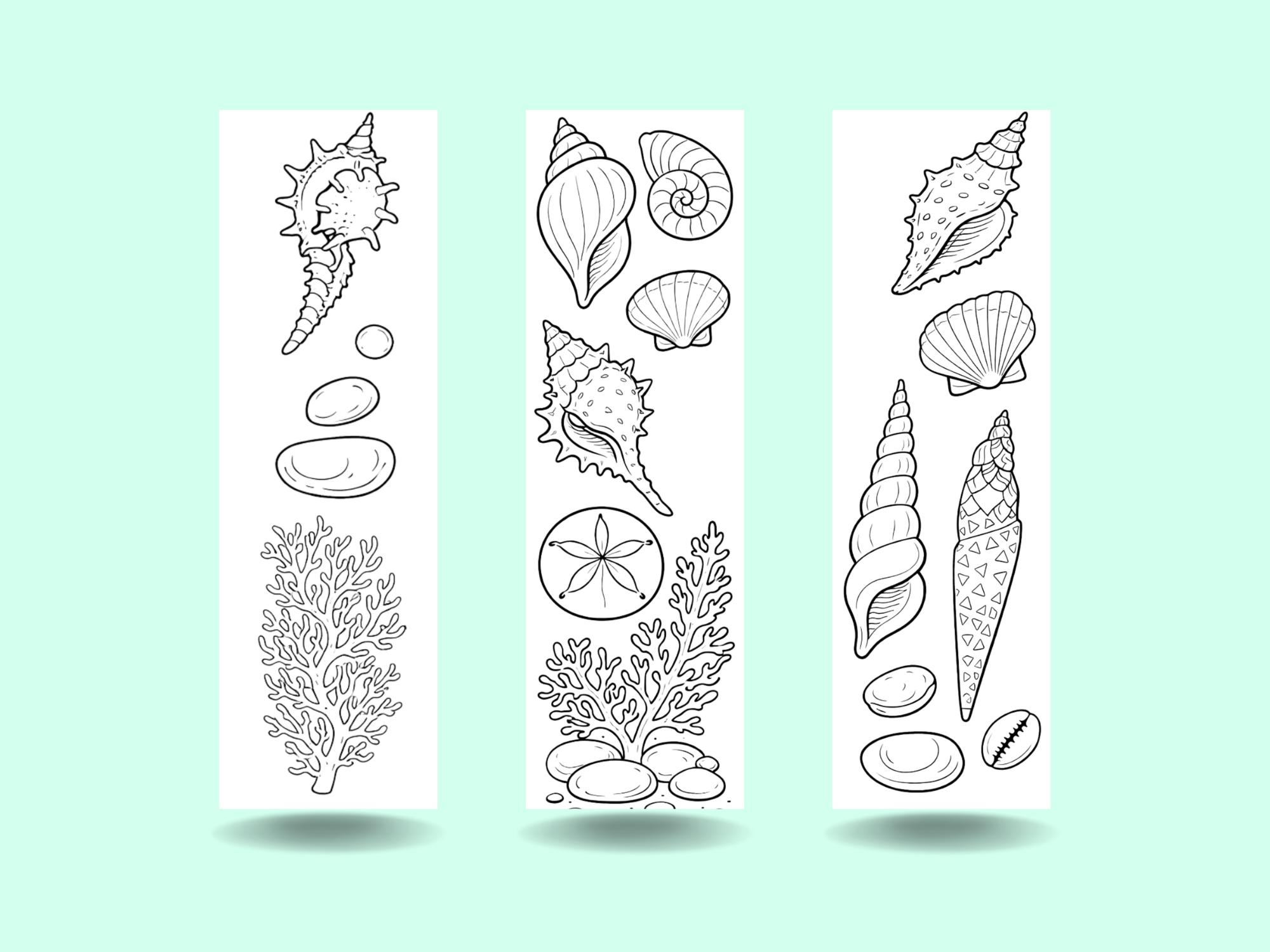 Seashell Coloring Bookmarks Printable - Etsy