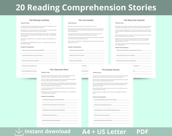 Reading Comprehension Stories for Kids, Grades 2-3, Printable Worksheets (PDF Download A4/US Letter)