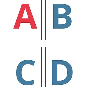 Flashcards in hoofdletters, klinkers en medeklinkers, AZ-letters voor kinderen, afdrukbaar voorschools leren, educatieve activiteit voor kinderen