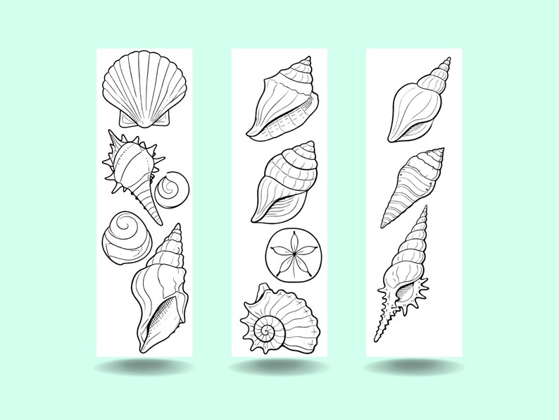 Seashell Coloring Bookmarks Printable - Etsy