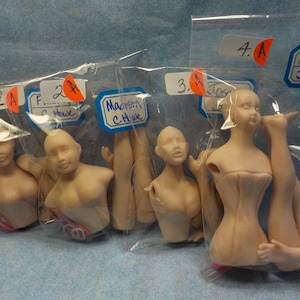 Unpainted Miniature Porcelain Dollhouse Doll Bisque Kits in 1/12th Scale - Lady Dolls Group A