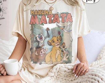 Camiseta Comfort Colors El Rey León Hakuna Matata, Camiseta Retro Simba Timón, Conjunto Familiar Retro Disneyland Animal Kingdom Regalo para Viaje 2026