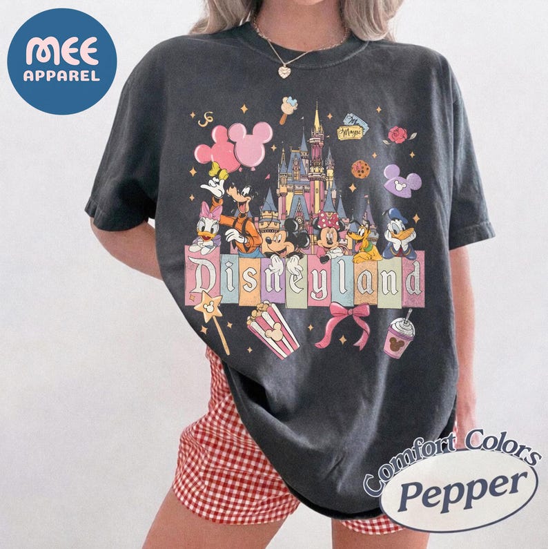 Comfort Colors Retro Disneyland Castle Shirt, Vintage Disneyland California T-shirt, Mickey and Friends Tee, Disneyland Family Trip Tee image 5