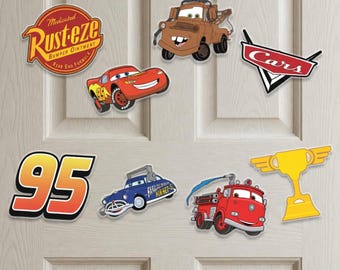 ディズニー カーズ ドアマグネット、ラジエータースプリングス ステートルーム デコレーション、ライトニング・マックィーン メーター マグネット、ピストンカップ レーシング バースデー