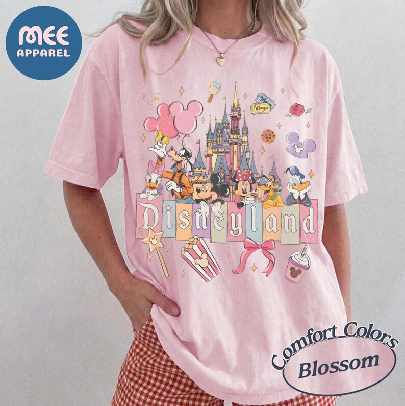 Comfort Colors Retro Disneyland Castle Shirt, Vintage Disneyland California T-shirt, Mickey and Friends Tee, Disneyland Family Trip Tee image 3