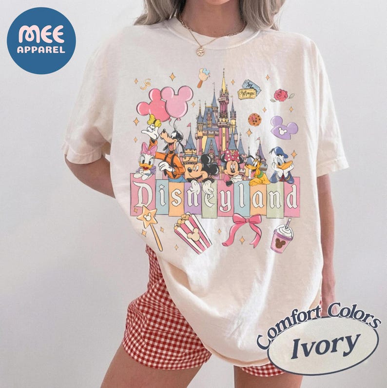 Comfort Colors Retro Disneyland Castle Shirt, Vintage Disneyland California T-shirt, Mickey and Friends Tee, Disneyland Family Trip Tee image 1