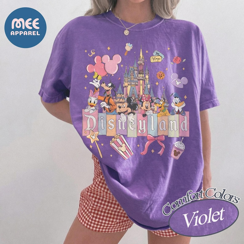 Comfort Colors Retro Disneyland Castle Shirt, Vintage Disneyland California T-shirt, Mickey and Friends Tee, Disneyland Family Trip Tee image 6