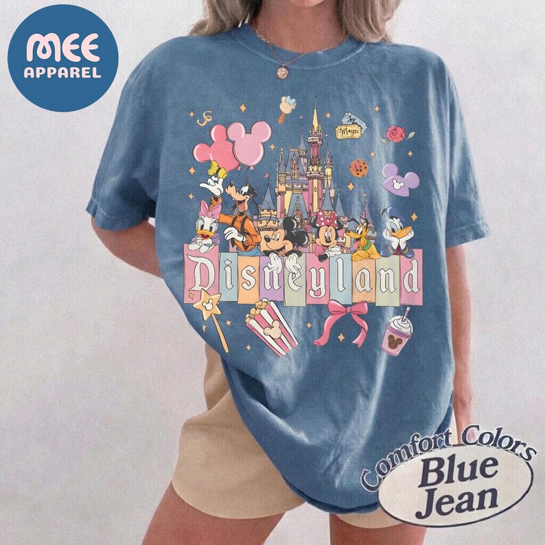 Comfort Colors Retro Disneyland Castle Shirt, Vintage Disneyland California T-shirt, Mickey and Friends Tee, Disneyland Family Trip Tee image 2