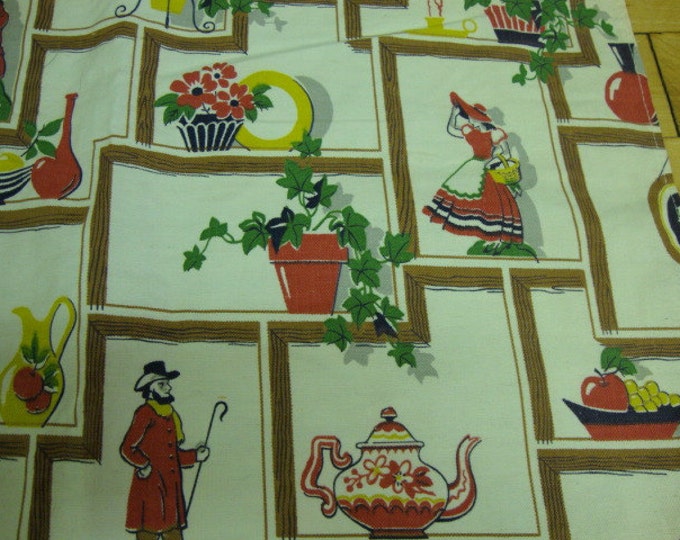 Vintage 1940s Kitchen Curtain With Colonial Motifs - Etsy