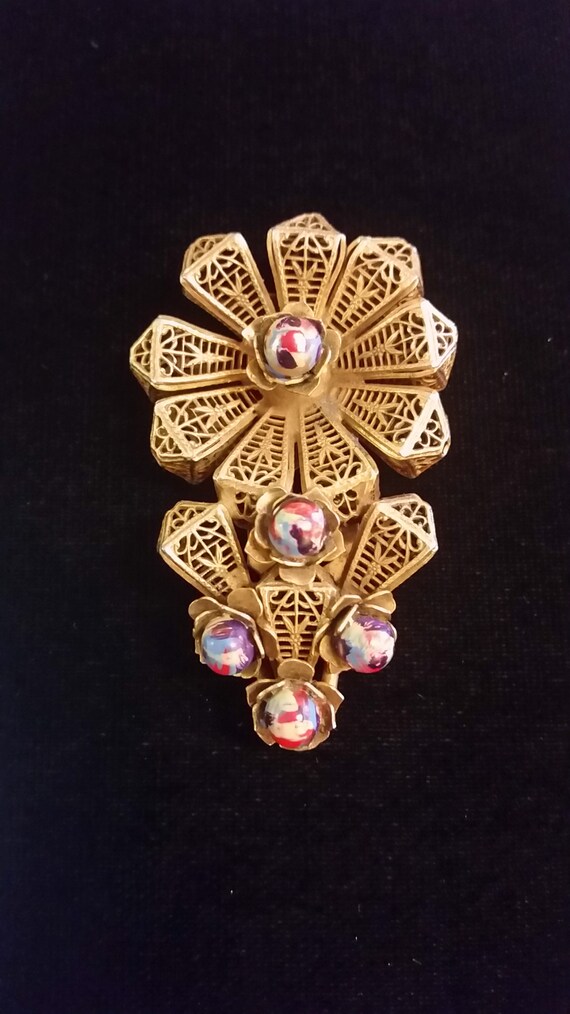 vintage 1930s brass filigree Gem