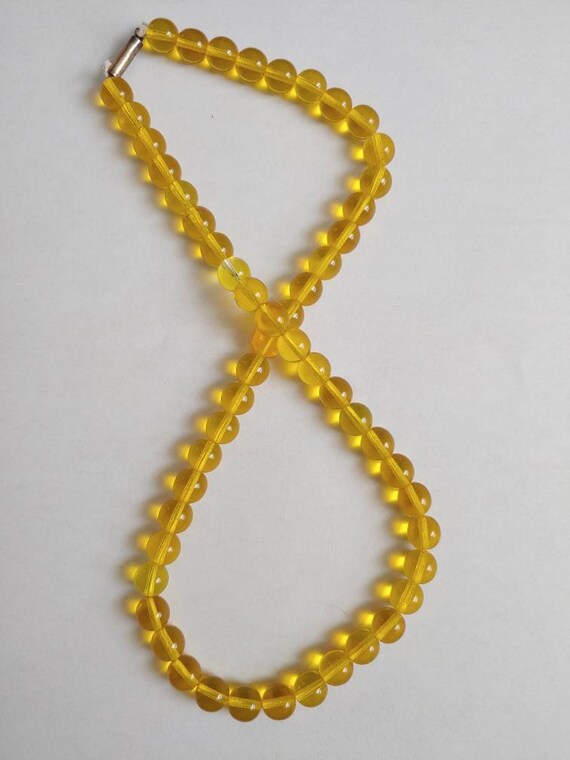 Vintage Japan Yummy Yellow Glass Beads Necklace Gem