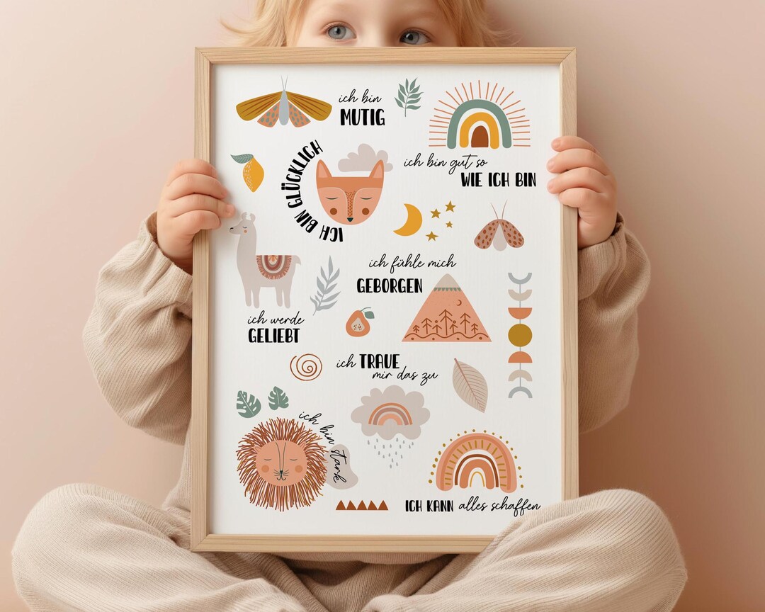 Boho Children's Poster – Affirmations for Kids' Room – Positive Sayings ...