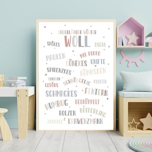 Póster "Palabras de Sauerland" Edición infantil A4 y A3 | colorido | diciendo | Carteles | Póster de pared | Niños | Arte | Colores | vivero