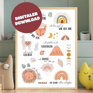 Affirmation poster for children&#39;s rooms Boho A3 – Positive sayings & self-love for children – Digital poster gift – Wall decoration mindfulness