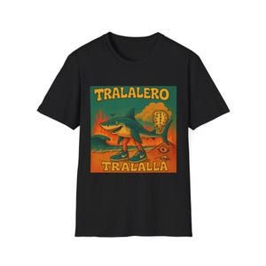 TRALALERO TRALALA - T-shirt requin surréaliste du chaos, esthétique rétro vintage, t-shirt graphique drôle Weirdcore, chemise artistique Brainrot