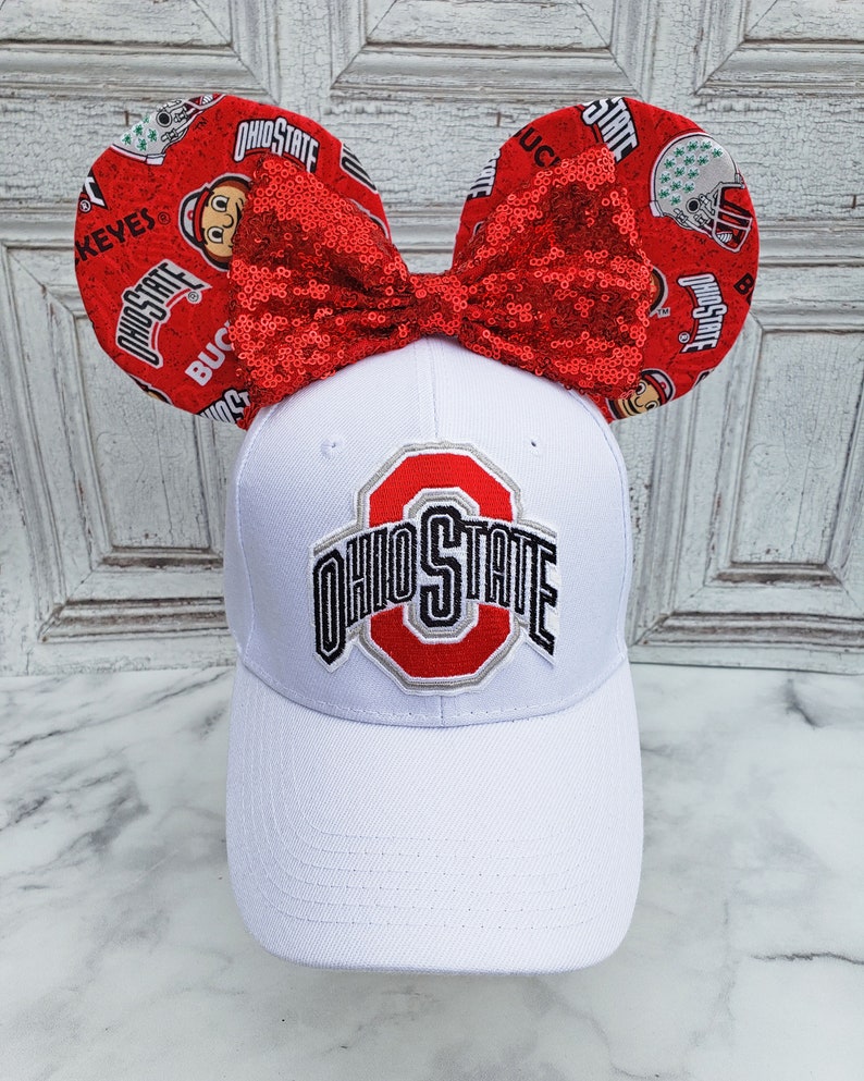 Mickey OSU Buckeyes Minnie Disney Ears Youth or Adult Sized Ohio State Themed Mouse Ears Hat
