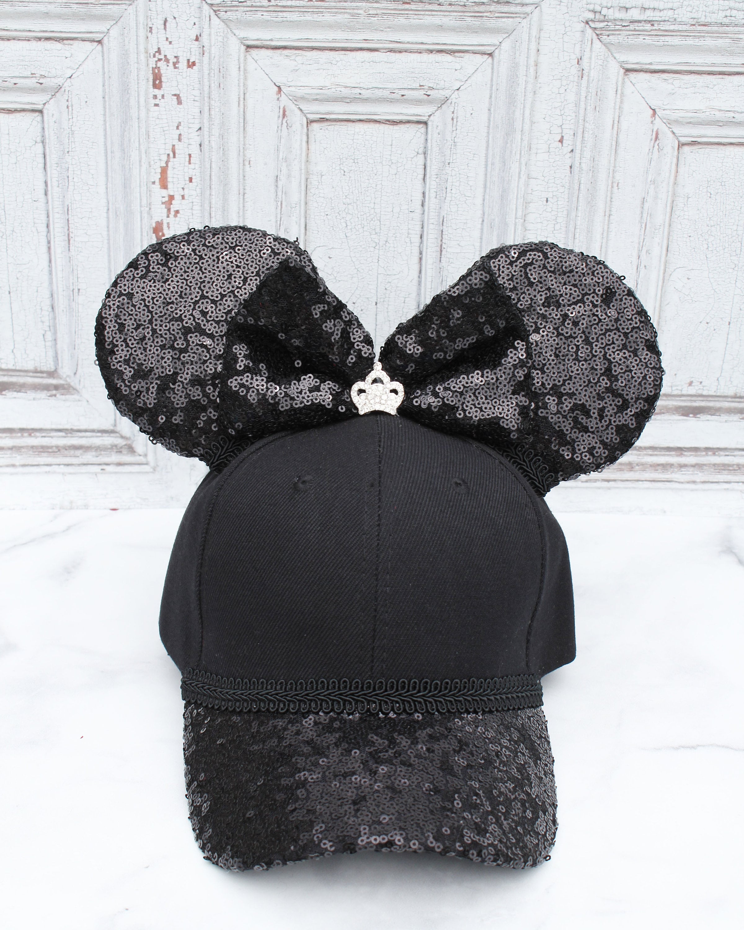 Adult or Youth Sized Black Sequin Mouse Ears Hat- Disney  display picture 1