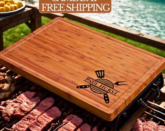 Personalized Cutting Board, Gift for Godfather, Custom Grilling Gift for Dad, BBQ Gift for Grandpa, Custom Cutting Board, Fathers Day Gift